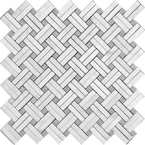 Apollo Tile Dots & Lines Bskt Weave 4.47sq.ft 11.2 in. X11.5 in. Carrara Wht Mosaic Tile, 5PK APLKB99B05EC24 - main
